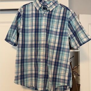 Men's Blue Plaid Short Sleeve Shirt